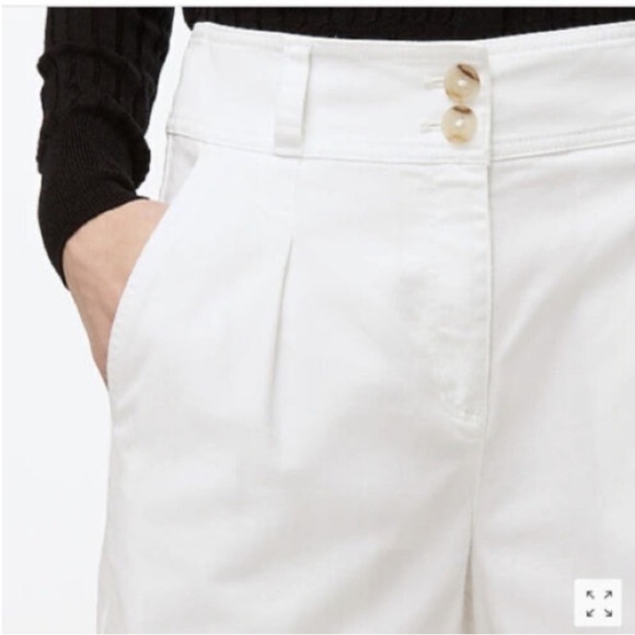 J. Crew Pleated Pant In White Garment Dyed Chino Size 4 Coastal Tapered Stretch - Picture 3 of 14